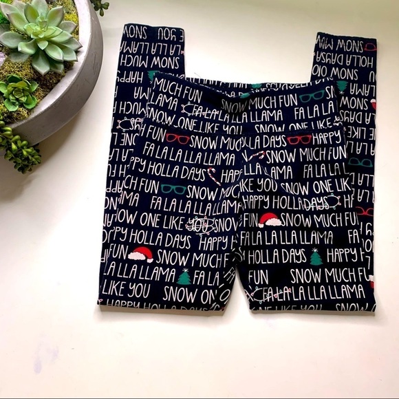 Justice so much fun Fa La La Holiday llama Graphic Legging Pants girl 14 - Picture 1 of 5